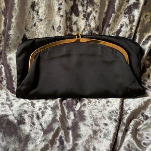 Vintage black satin clutch